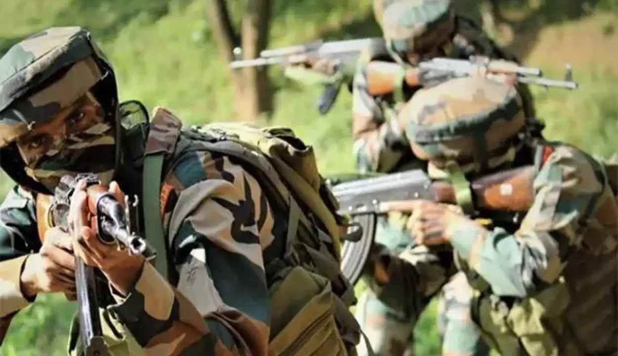 Security forces cordon off area during encounter in kulgam, j&k